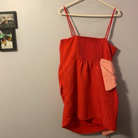 Future Collective Red with Pink Bow Holiday Sweetheart Bow Mini Dress size L - Picture 10 of 15